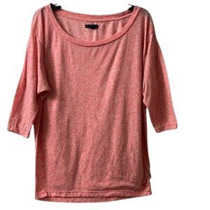 American Eagle Outfitters Red Scoop Neck 3/4 Raglan Sleeve Linen Blend Tee Large